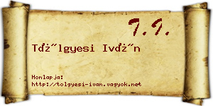 Tölgyesi Iván névjegykártya